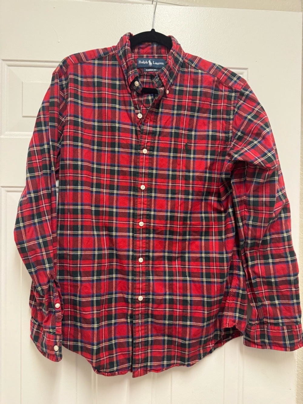 Ralph Lauren Red Green Navy Plaid Button-Down Shirt